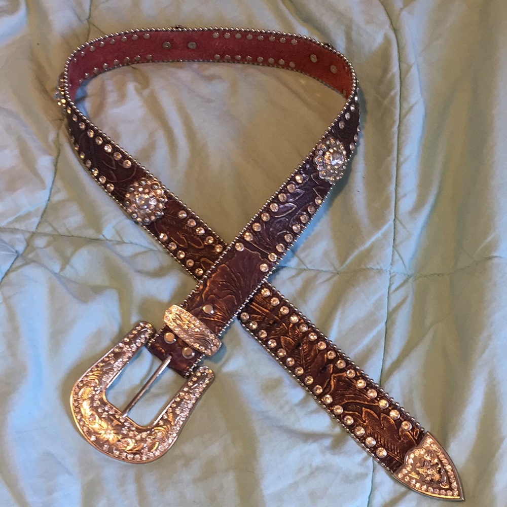 Brown western leather belt
